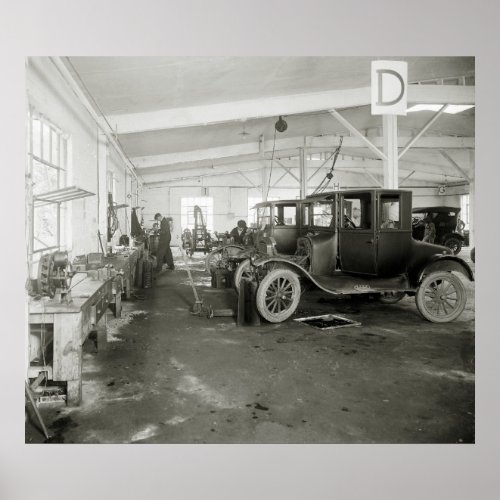 Car Repair Garage early 1900s Poster