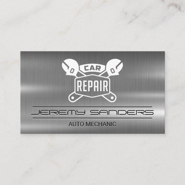 Car Repair Mechanic Logo | Auto Services Business Card (Front)
