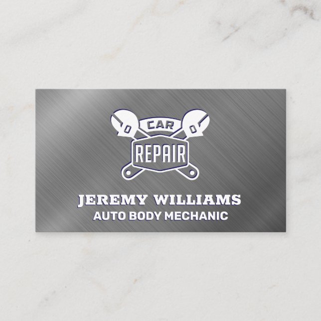 Car Repair Wrench | Metallic Business Card (Front)