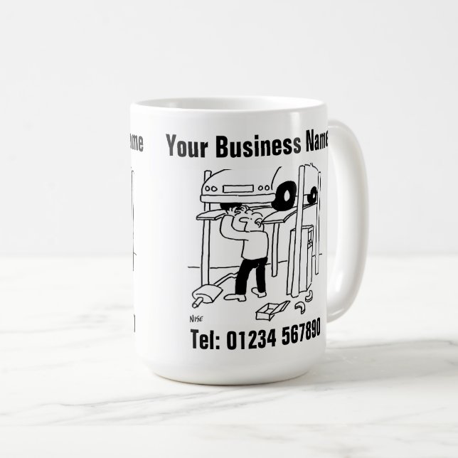 Car repairs and servicing Cartoon. Coffee Mug (Front Right)