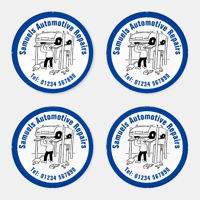 Car Repairs & Servicing Illustration. Garage Coaster Set (Set)