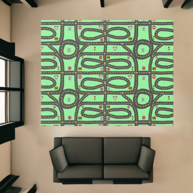 Car Road Signs Green Travel Kids Map Rug (Insitu (Indoor 1))