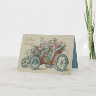 Car Rose Forget Me Not Floral Flowers Card