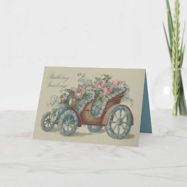 Car Rose Forget Me Not Floral Flowers Card (Front)