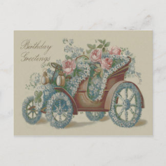 Car Rose Forget Me Not Floral Flowers Postcard