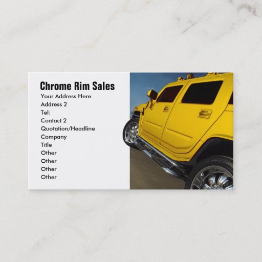 Customizable Car Sales, Rim Sales Business Card