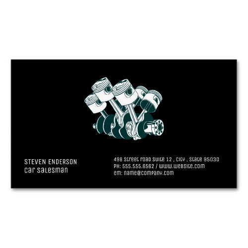 Car Salesman  Piston Car Engine Business Card Magnet