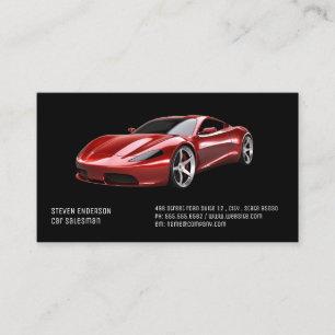 Car Salesman Red Sports Car Business Card