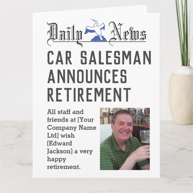 Car Salesman Retirement Card to Personalise (Front)