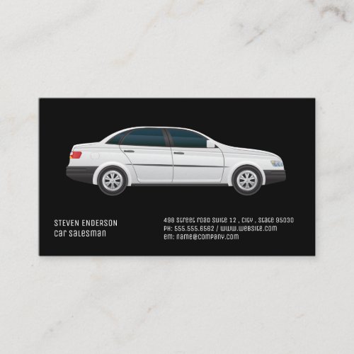 Car Salesman  White Car Icon Business Card