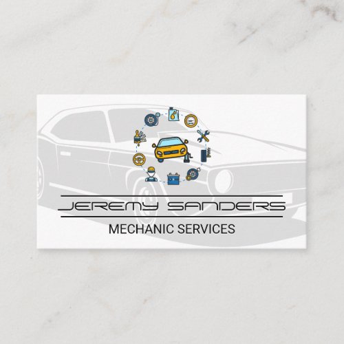 Car Service and Parts  Mechanic Business Card