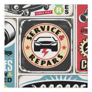 Car service and repair retro signs collection. Vin