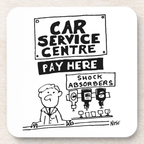 Car Service Center Mechanics and Shock Absorbers Beverage Coaster