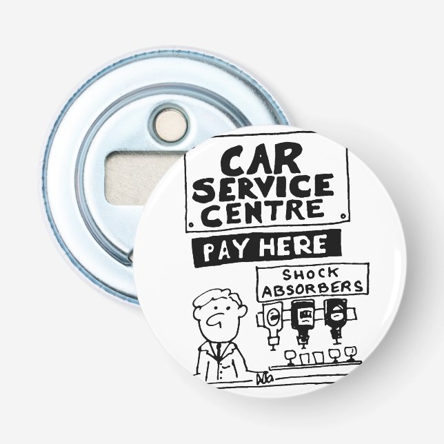 Car Service Center Mechanics and Shock Absorbers Bottle Opener (Front)