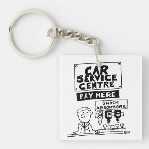 Car Service Center Mechanics and Shock Absorbers Keychain