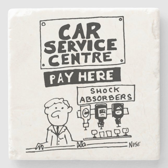 Car Service Center Mechanics and Shock Absorbers Stone Coaster (Front)