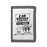 Car Service Center Mechanics and Shock Absorbers Trifold Wallet