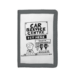 Car Service Center Mechanics and Shock Absorbers Trifold Wallet
