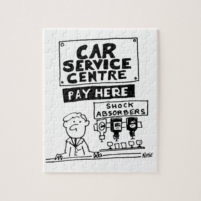 Car Service Centre Mechanics and Shock Absorbers Jigsaw Puzzle (Vertical)