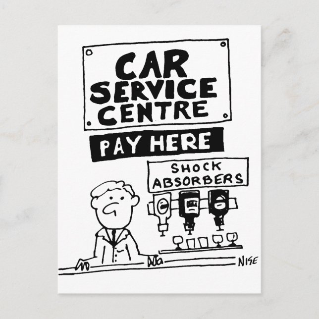 Car Service Centre Mechanics and Shock Absorbers Postcard (Front)