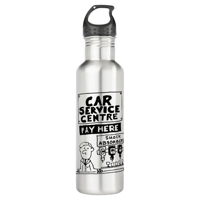 Car Service Centre Mechanics and Shock Absorbers Stainless Steel Water Bottle (Front)
