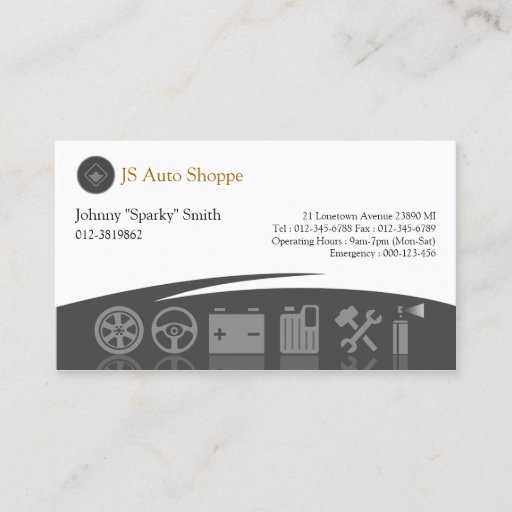 Customizable Car Service Icons Black Business Card