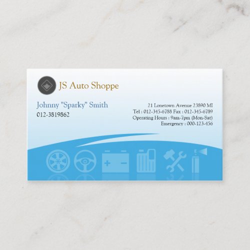 Car Service Icons Cyan Business Card