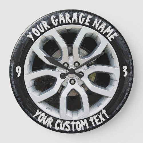 Car Service Repair Garage Owner Tire Wheel Custom Large Clock