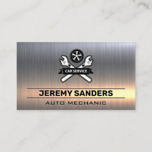 Car Service   Wrenches and Tire   Metallic Business Card