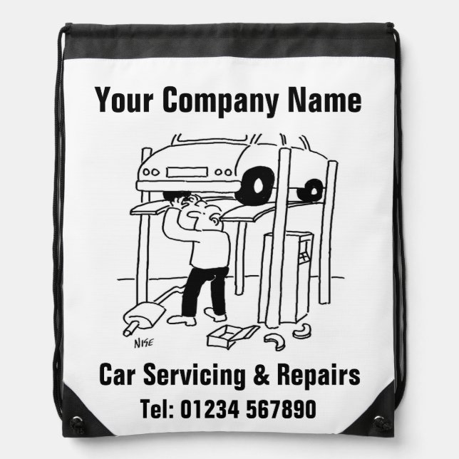 Car Servicing & Vehicle Repairs Business Drawstring Bag (Front)