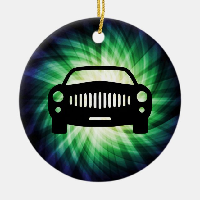 Car Silhouette; Cool Ceramic Ornament (Front)