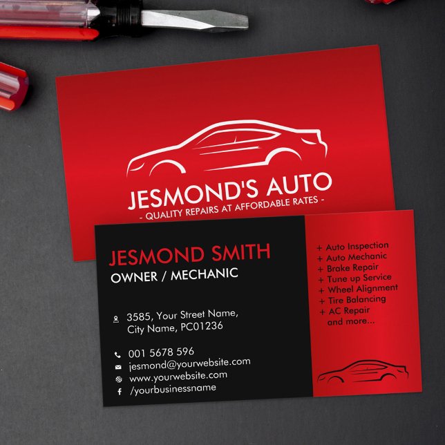 Car Silhouette - Mechanic Auto Repair Business Card (Creator Uploaded)