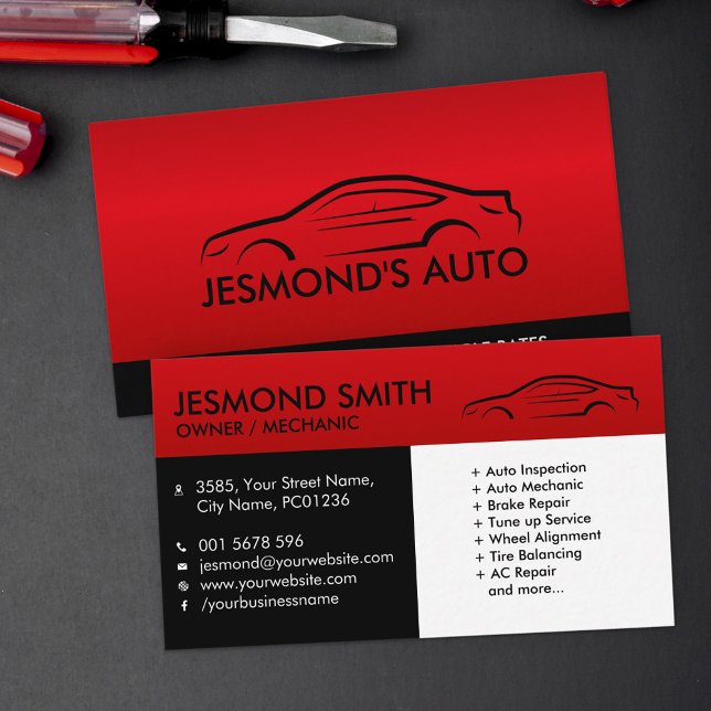 Car Silhouette - Mechanic Auto Repair Business Card (Creator Uploaded)