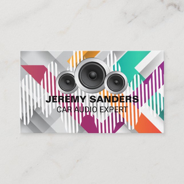 Car Speakers | Audio Background | Colorful Business Card (Front)