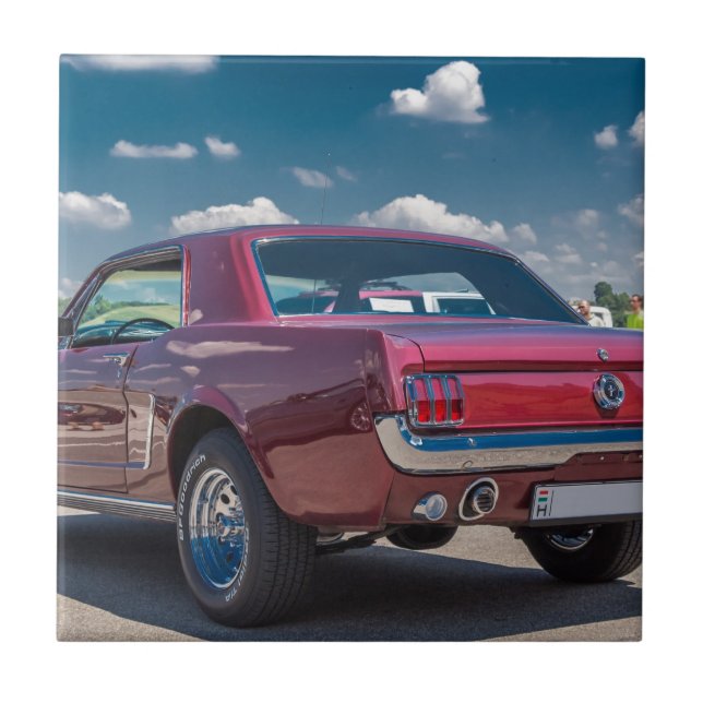 Car Sports Mustang Red Muscle Motor Gears Metal Ceramic Tile (Front)