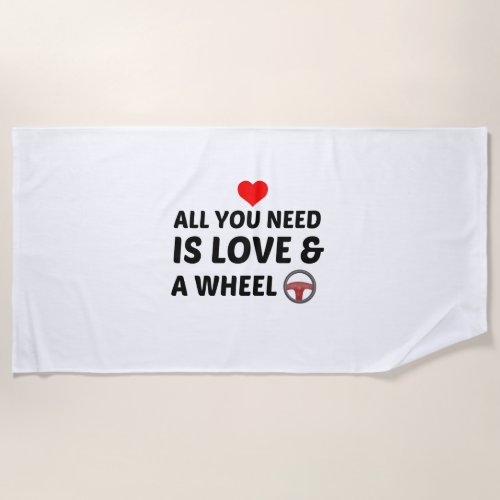 CAR STEERING AND LOVE BEACH TOWEL