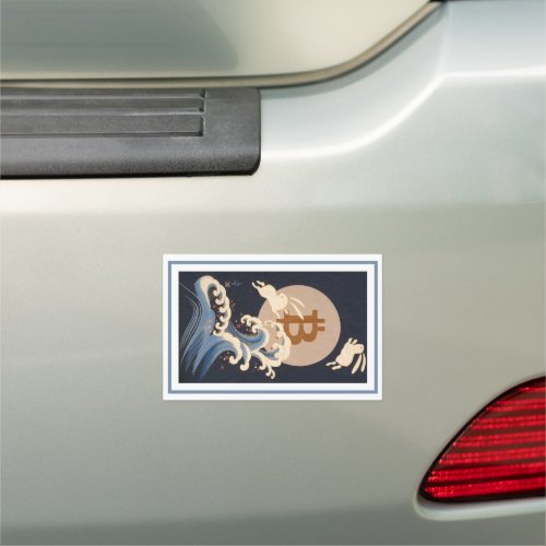 Car sticker Moon Bitcoin Rabbits - Japanese Otsuki Car Magnet