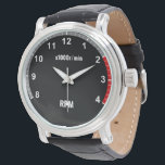 Car Tachometer Watch - Auto Mechanic Wristwatch<br><div class="desc">redline dashboard tachometer,  revolutions per minute counter,  analog rotation speed,  rev rotating motor shaft,  automotive car analogue reading,  power engine rpm,  auto gear driving driver,  garage mechanic clock,  revs tacho speedometer,  racing race dash gauge</div>