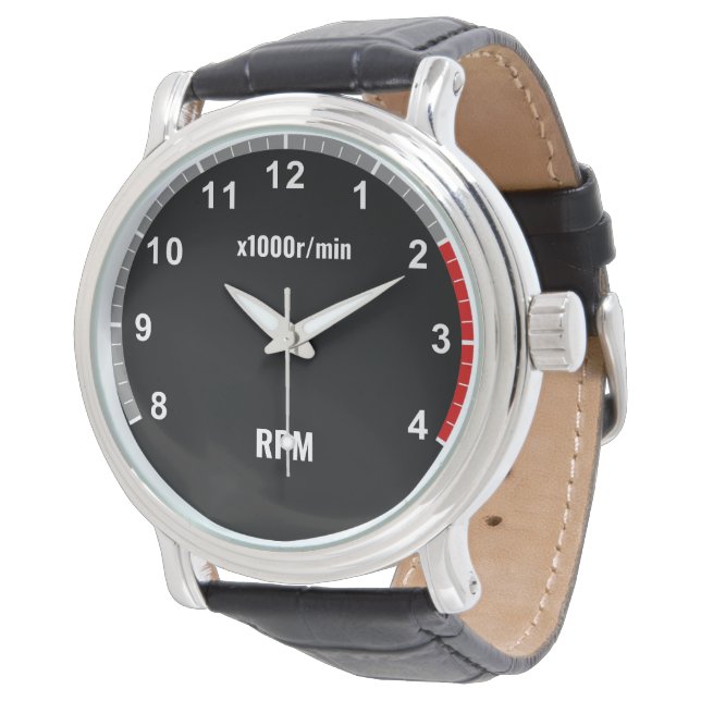 Car Tachometer Watch - Auto Mechanic Wristwatch (Angled)
