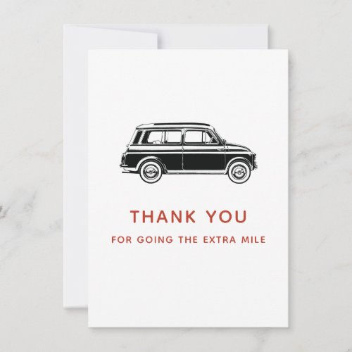 Car Thank You Card thanks for going extra mile
