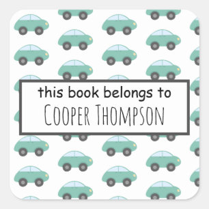 Car this book belongs to kids bookplate