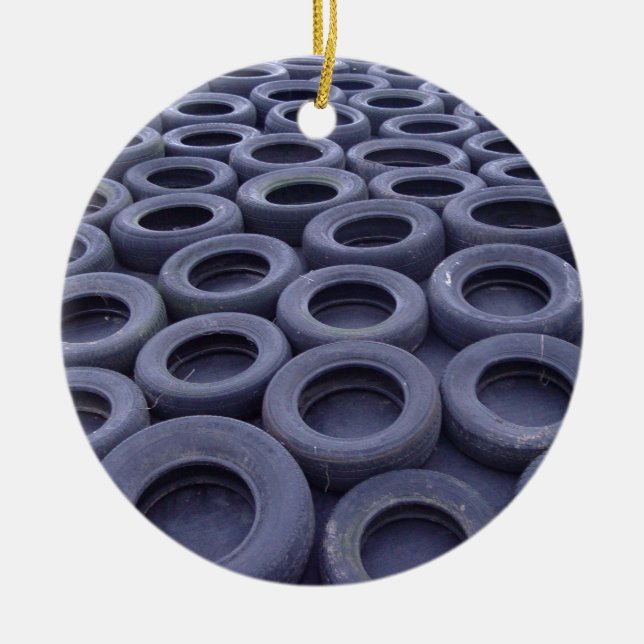 Car Tires Ceramic Ornament (Front)