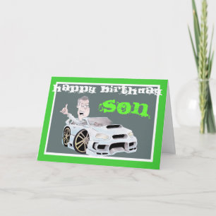 CAR TOON SON birthday card