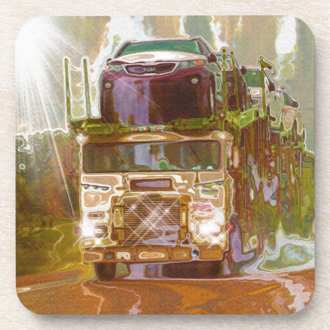 Car Transporter Truck for Truckers & Truck-Lovers Coaster (Front)
