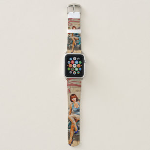 Car travel through America vintage poster. 66,rout Apple Watch Band
