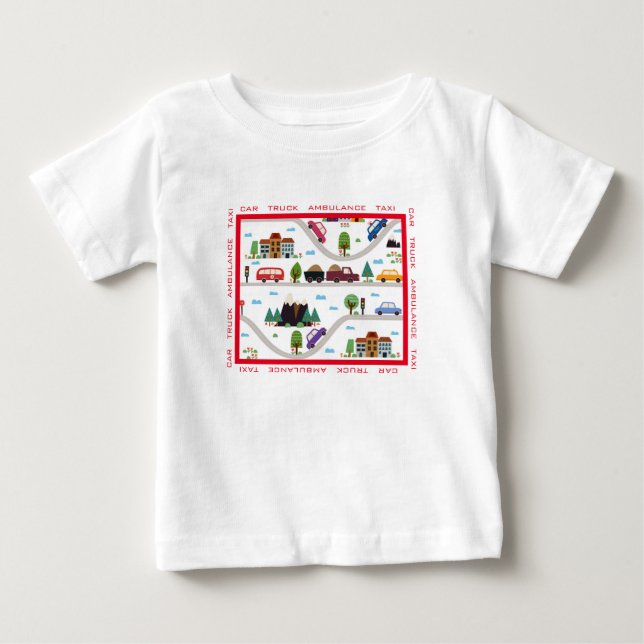 Car Truck Ambulance Taxi City Scape Baby T-Shirt (Front)