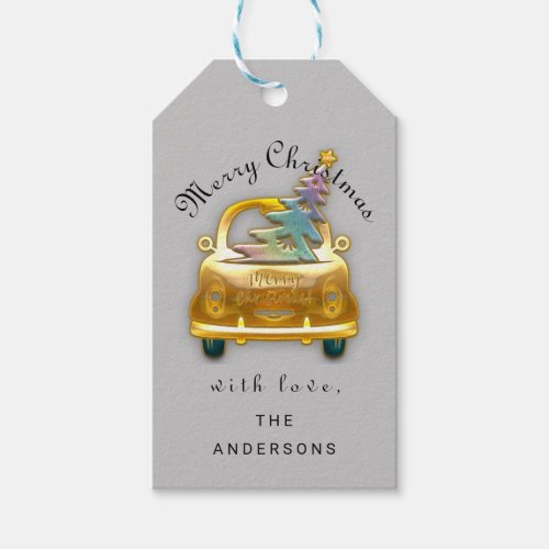 Car Truck Gold Merry Christmas Tree Happy  From  Gift Tags