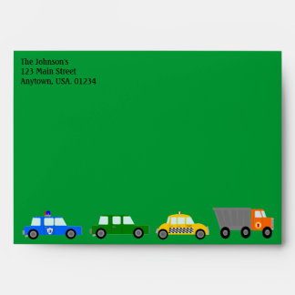 Car, Trucks and Street Signs Envelope