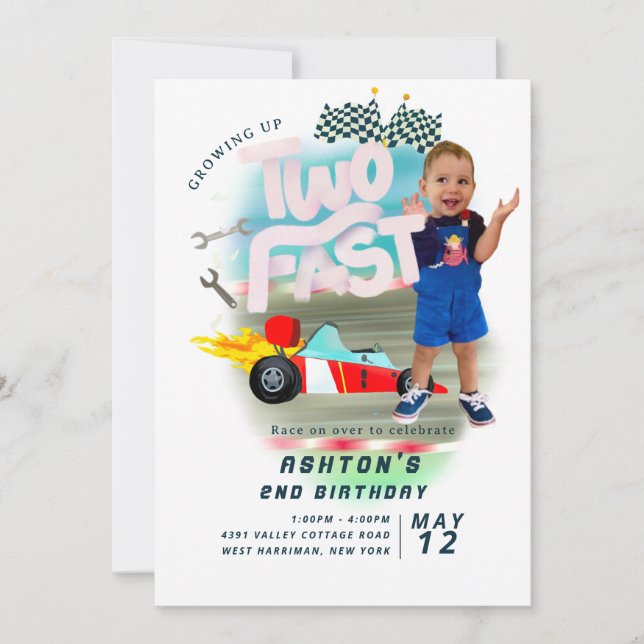Car Two Fast  Invitation (Front)