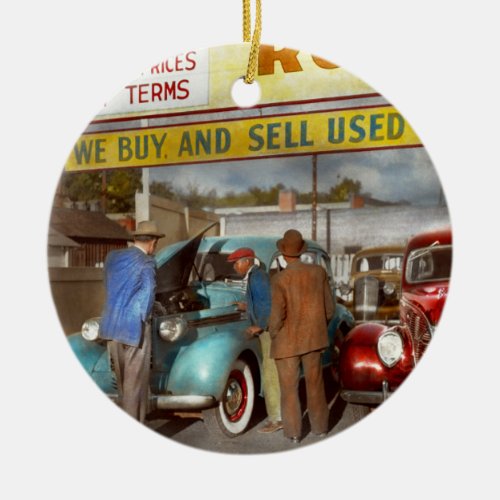 Car _ Used _ The sales pitch 1939 Ceramic Ornament